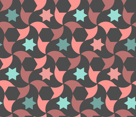 Geometric islamic pattern. Coral color 2019. Geometric arabic vector texture for cloth, textile, wrapping, wallpaper