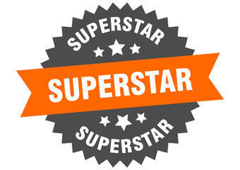superstar sign. superstar orange-black circular band label