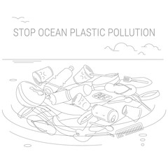 Plastic trash in the ocean. Environmental pollution. Ecological catastrophy