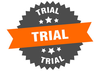 trial sign. trial orange-black circular band label