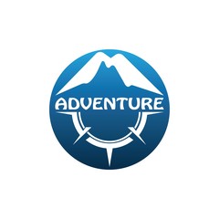 Mountain adventure logo design. Compass icon symbol