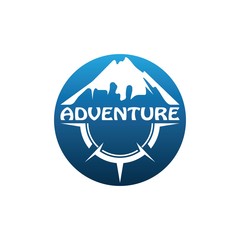 Mountain adventure logo design. Compass icon symbol
