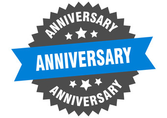 anniversary sign. anniversary blue-black circular band label