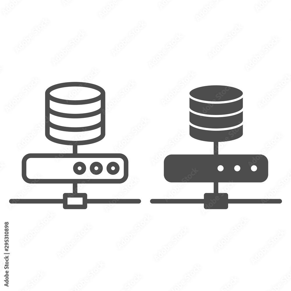 Poster Data storage line and glyph icon. Computer server vector illustration isolated on white. Database outline style design, designed for web and app. Eps 10.