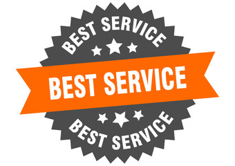 best service sign. best service orange-black circular band label