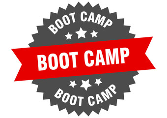boot camp sign. boot camp red-black circular band label