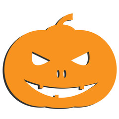 spooky halloween jack-o-lantern pumpkin isolated on white vector illustration