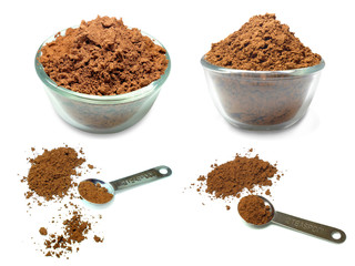 Photo collage of cocoa powder