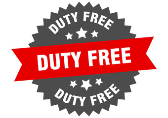 duty free sign. duty free red-black circular band label