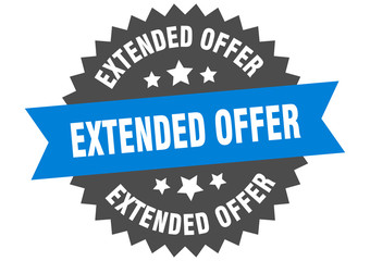 extended offer sign. extended offer blue-black circular band label