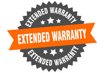 extended warranty sign. extended warranty orange-black circular band label