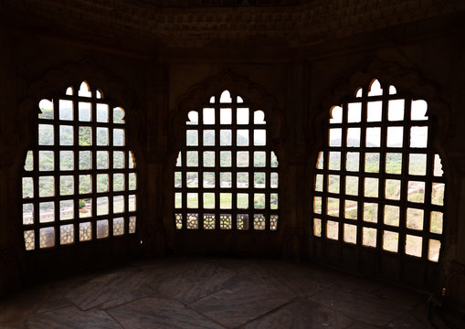Jali window in Jaigarh fort, Rajasthan, Amer, India