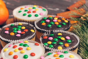 Beautiful composition of Christmas cooking of traditional holiday sweets