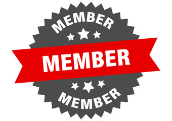 member sign. member red-black circular band label
