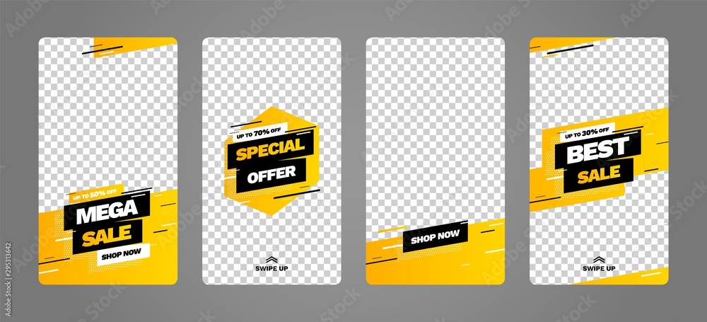 Wall mural stories template set for banner sale, presentation, flyer, poster, invitation. screen backdrop for m