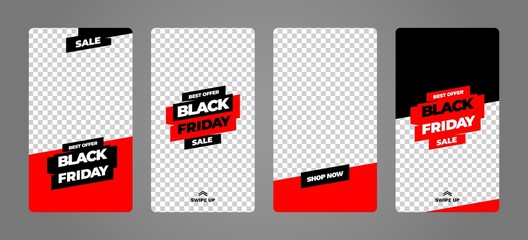 Stories template set for black friday, presentation, flyer, poster, invitation. Screen backdrop for mobile app. Instagram story mockup.