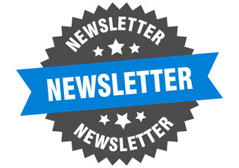 newsletter sign. newsletter blue-black circular band label