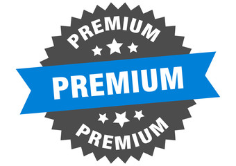 premium sign. premium blue-black circular band label