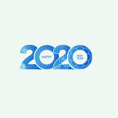 Happy New Year 2020 Text Design Patter, Vector illustration.