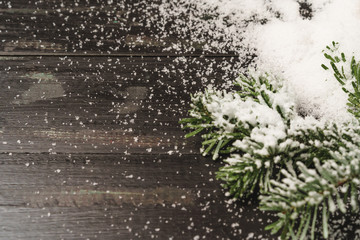 Christmas holiday background with snow, copy space