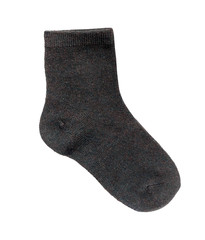 Black sock isolated on white background, top view