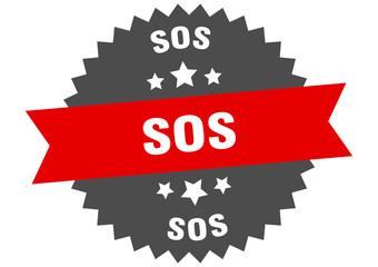 sos sign. sos red-black circular band label