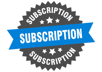 subscription sign. subscription blue-black circular band label