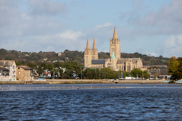 Fototapeta na wymiar The Truro cathedral from the water
