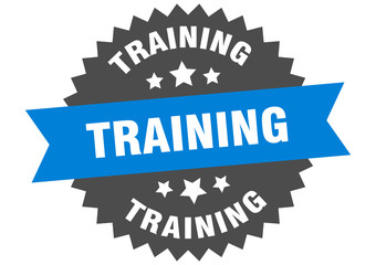 training sign. training blue-black circular band label