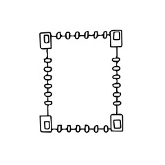 Doodle rectangular frame. Hand drawn border in scandinavian simple liner style.