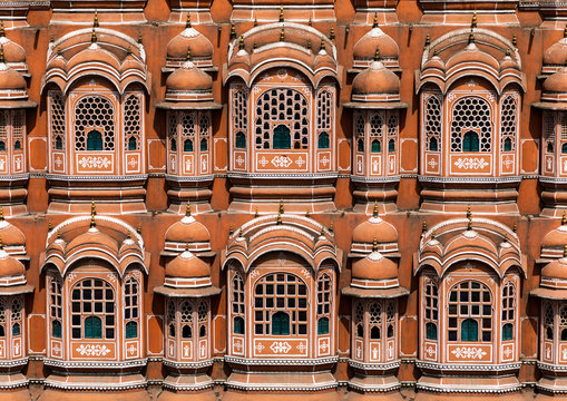 Front of the Hawa Mahal the palace of winds, Rajasthan, Jaipur, India