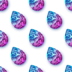 Pattern with pink and blue gemstones drops