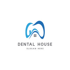 dental house vector logo template. dental clinic designs logo