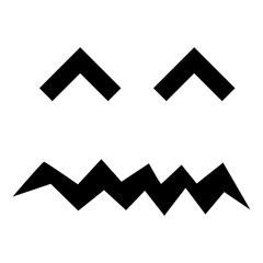 Pumpkin face silhouette icon for Halloween isolated on white background. Scary pumpkin devil smile, spooky jack o lanter. Vector illustration for any design.