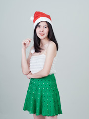 Cute young woman with santa hat