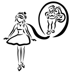 a slender girl sees herself as a strong woman