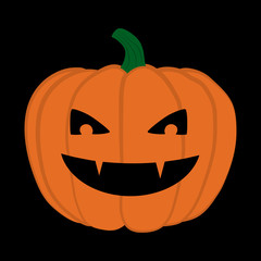 Vector illustration of halloween pumpkin on black background.