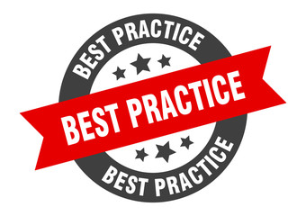 best practice sign. best practice black-red round ribbon sticker