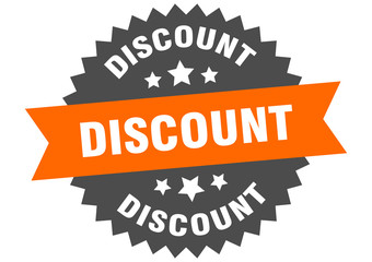 discount sign. discount orange-black circular band label