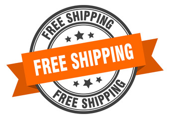 free shipping label. free shipping orange band sign. free shipping