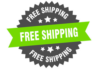 free shipping sign. free shipping green-black circular band label