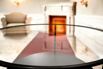 Table background and fireplace 