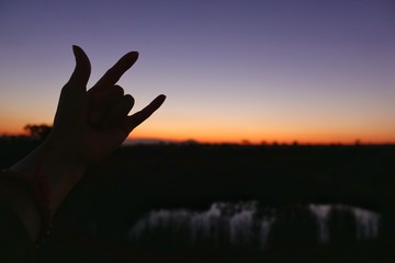 夕日とシルエット