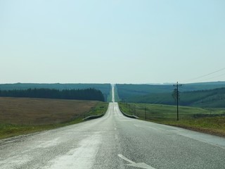 南アフリカの真っ直ぐな一本道