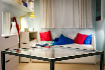 Table background of free space and home interior 