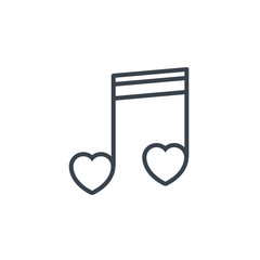 heart love music note icon line design