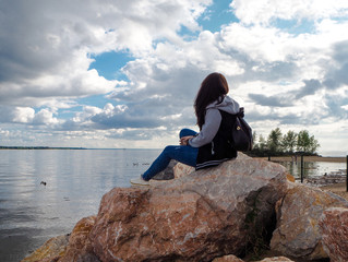 lonely girl by the river