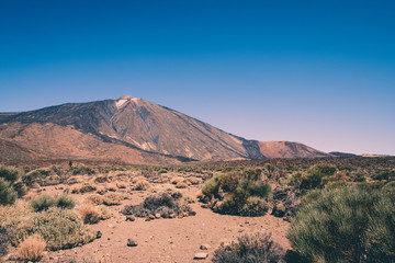 Mountain landscape and volcano Pico del Teide, National Park of Tenerife, Spain -