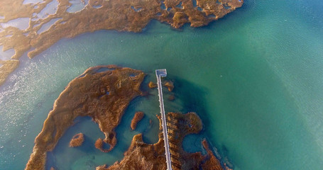 Overhead Drone Perspective on Marsh at Yarmouth, Cape Cod