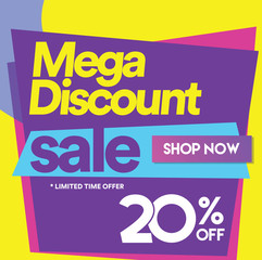 20 Mega discount, Sales Vector badges for Labels, Stickers, Banners, Tags, Web Stickers, New offer. Discount origami sign banner-2